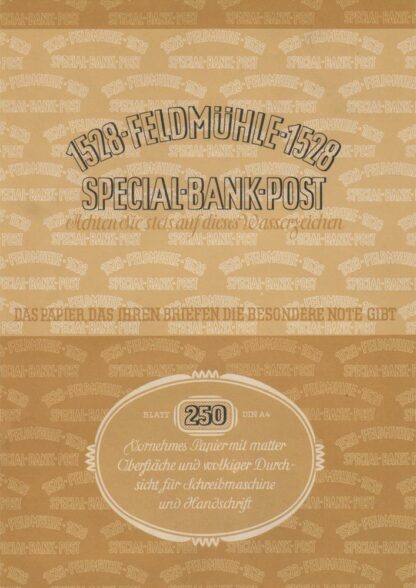 antikes Papier Feldmühle 1528 Special Bank Post
