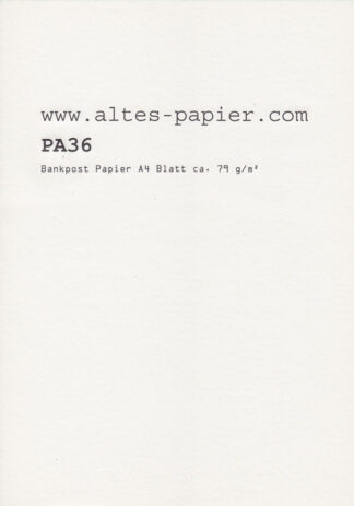 altes gehämmertes Bankpost Papier A4 Blatt mit Wasserzeichen PA36