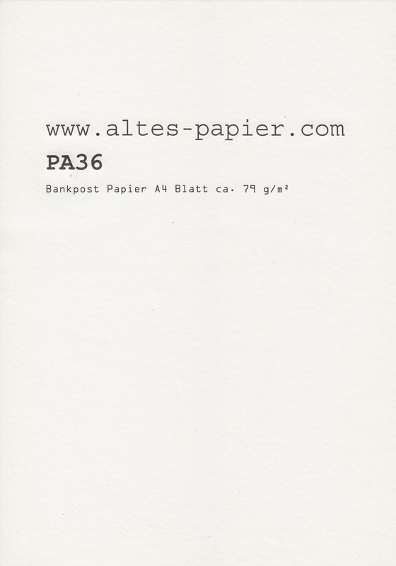 altes gehämmertes Bankpost Papier A4 Blatt mit Wasserzeichen PA36