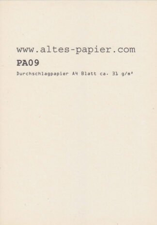 leicht vergilbtes Durchschlagpapier A4 Blatt PA09b