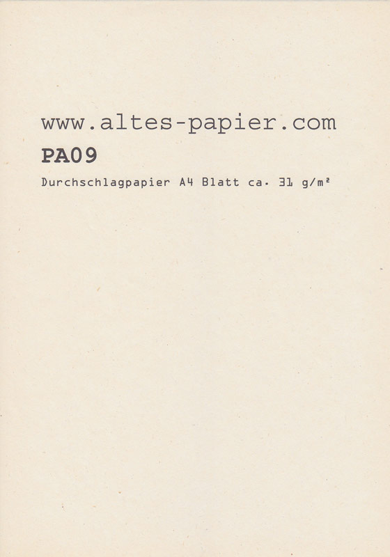 leicht vergilbtes Durchschlagpapier A4 Blatt PA09b